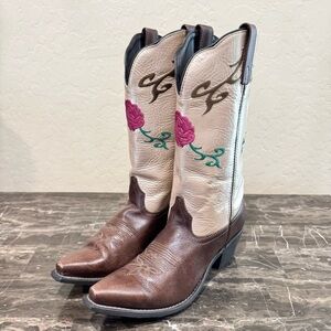Smoky Mountain Rose Embroidered Leather Cowboy Boots